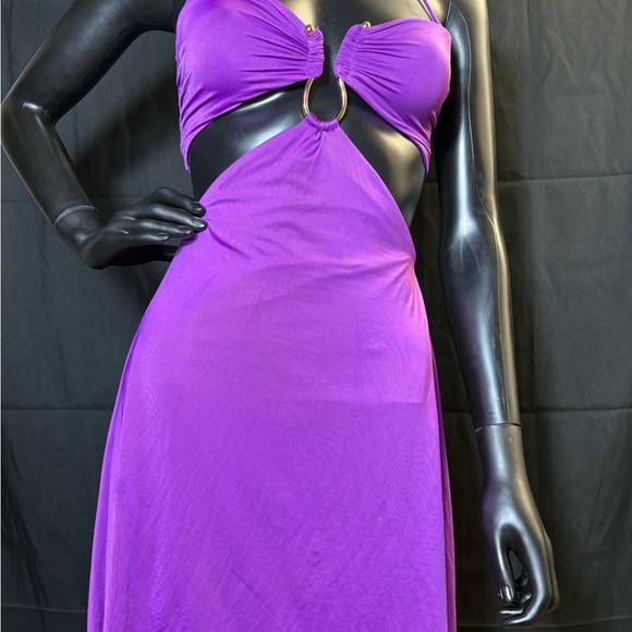Chic Purple Backless Dress with Ring Detail - Picture 1 of 4